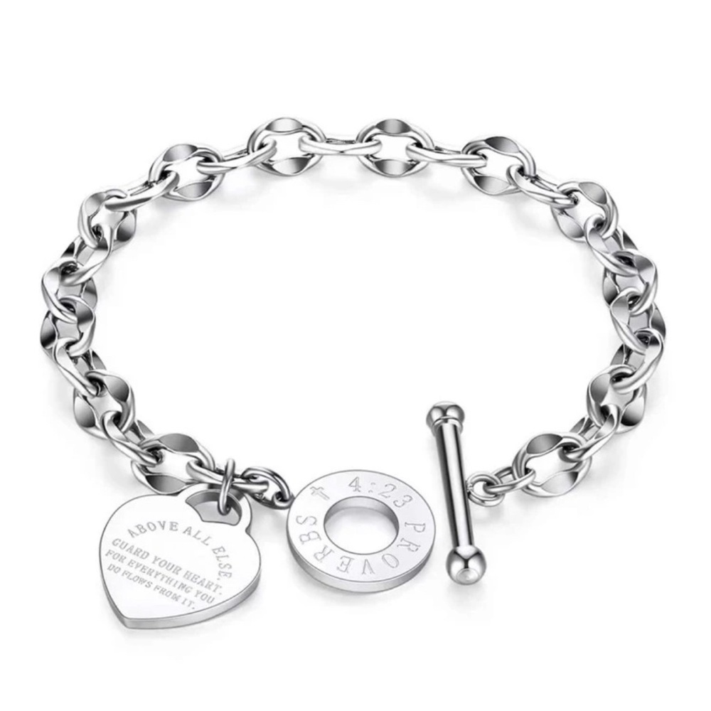 ✨ heart charm silver tone bracelet ✨​​​​